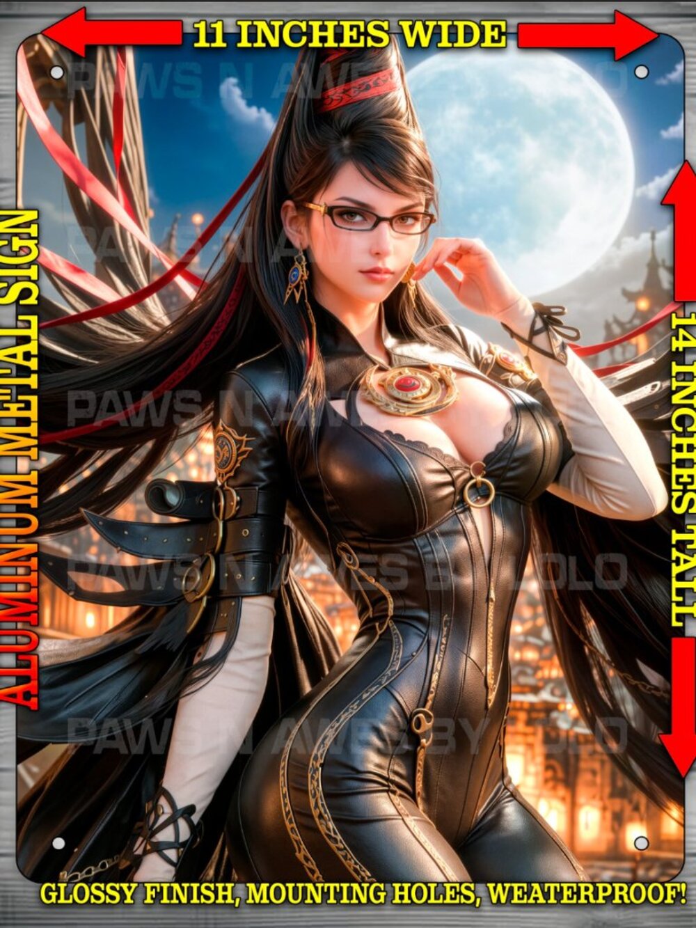 Bayonetta Umbra Witch Anime Gamer Glossy Wall Art Metal Sign 14x11"